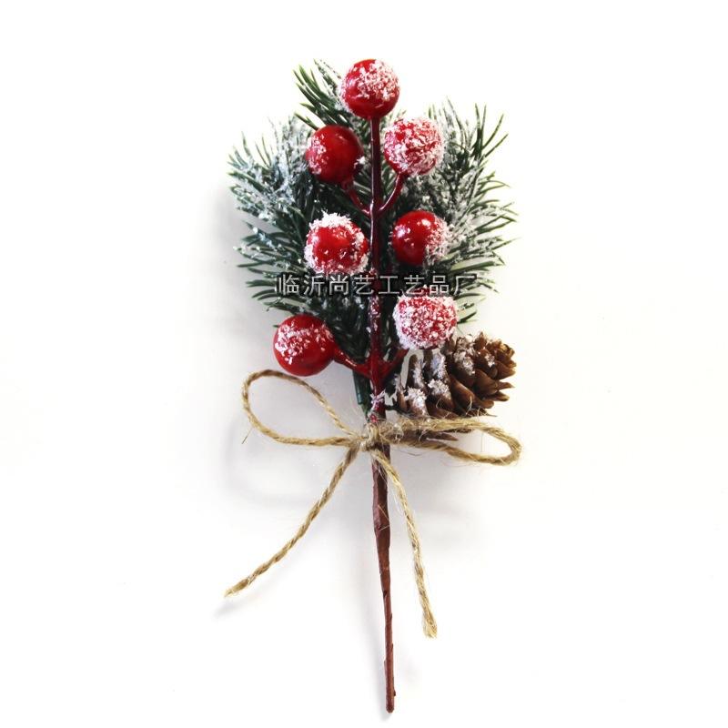 Christmas Cuttings Pine Needles Pine Cones Flower Branches Accessories Simulation Red Fruit Gift Box Decoration