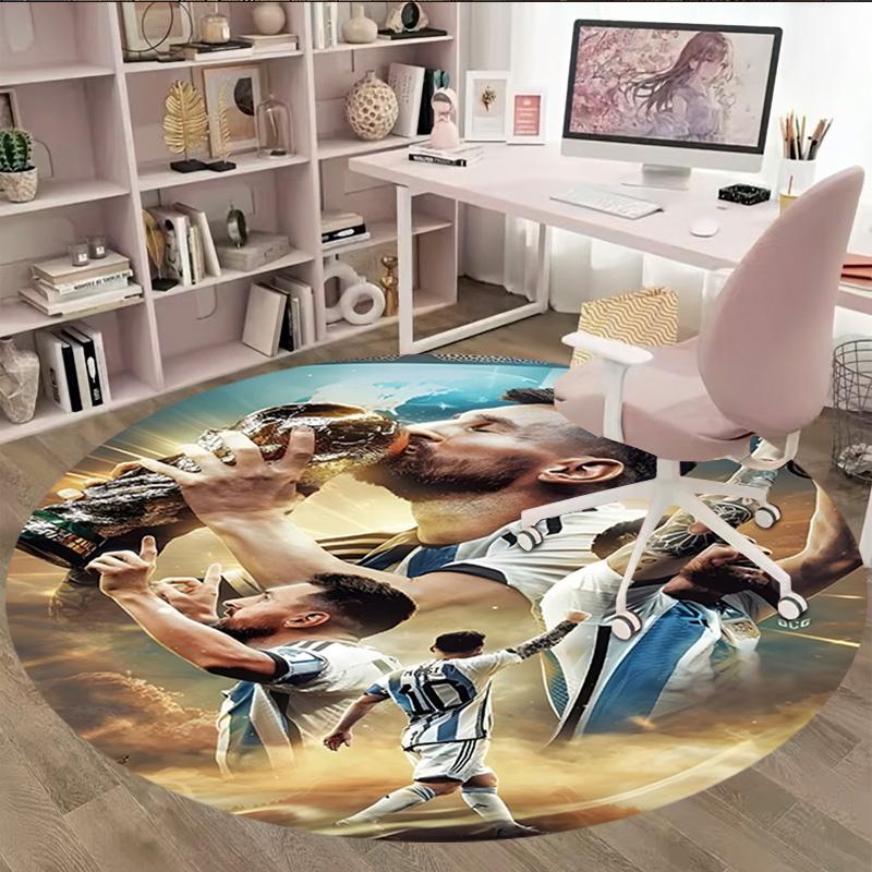 1pc M-Messi4 Carpet, Round Rug, Comfortable, Suitable for Entryways, Living Rooms, Office, And Bedrooms, Christmas Decoration