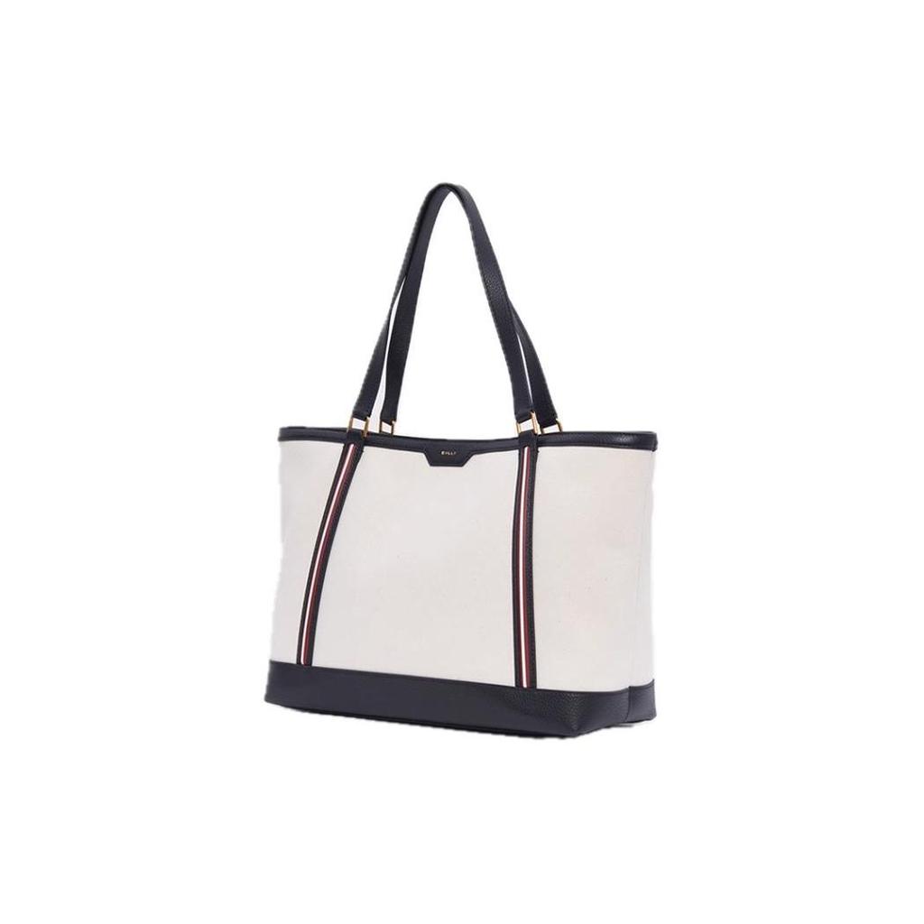 Bally Logo Patch Snap Closure Fabric And Leather Tote Bag Women Tote Bags Natural Black 6306547