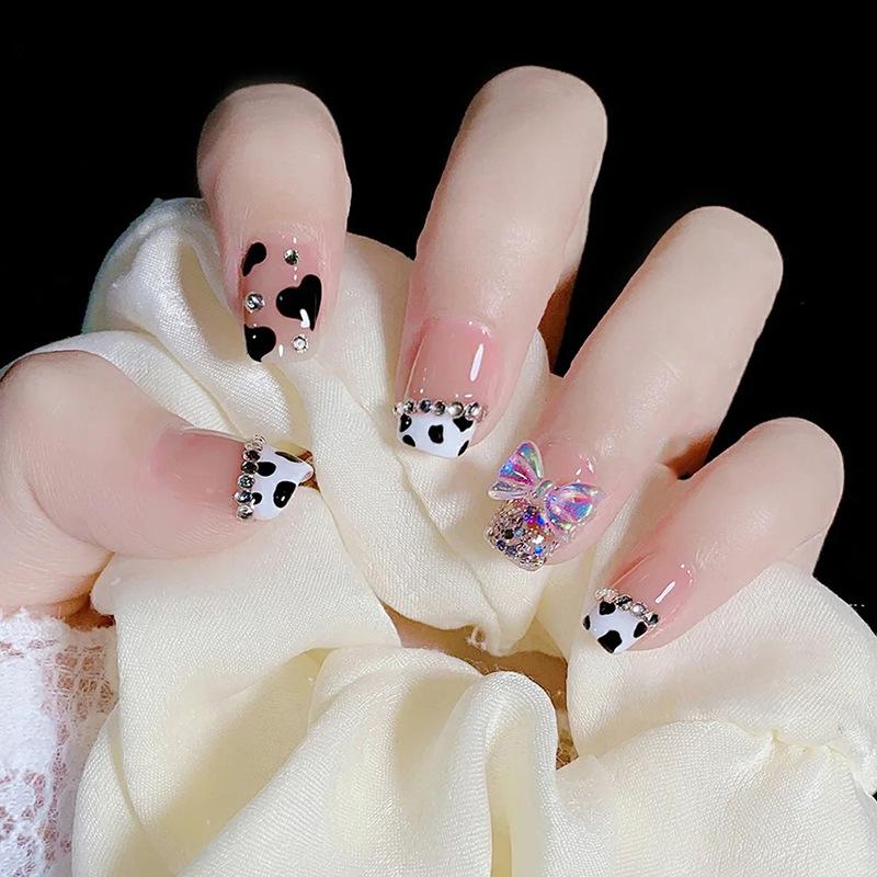 24 Stück Mandel Französische Press-On Nägel Abnehmbar Vollabdeckung Ballerina Falsche Nagelspitzen Für Damen Mädchen