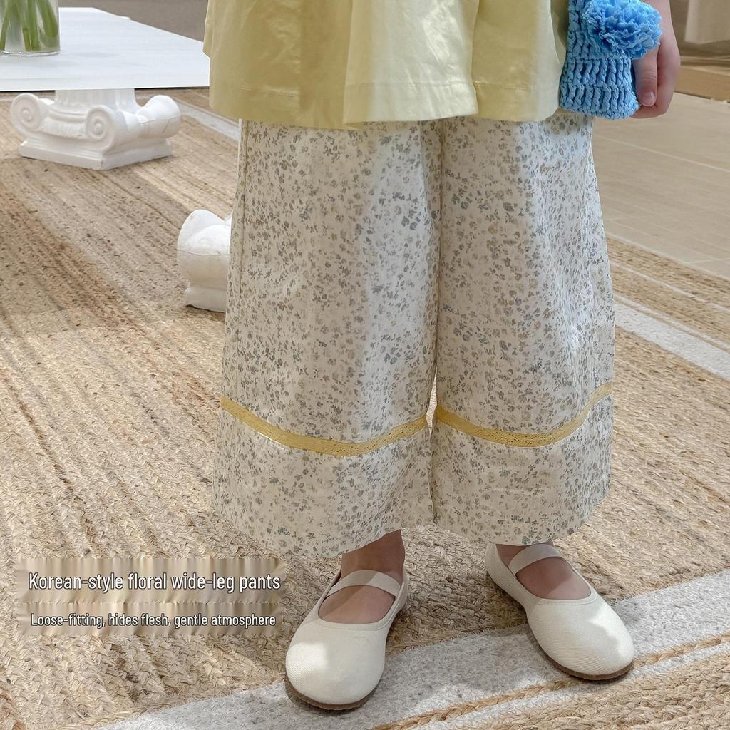 Summer Girls' Two-Piece Set: Spaghetti Strap Doll Shirt & Wide-Leg Pants, Available In Large and Small - 710608.