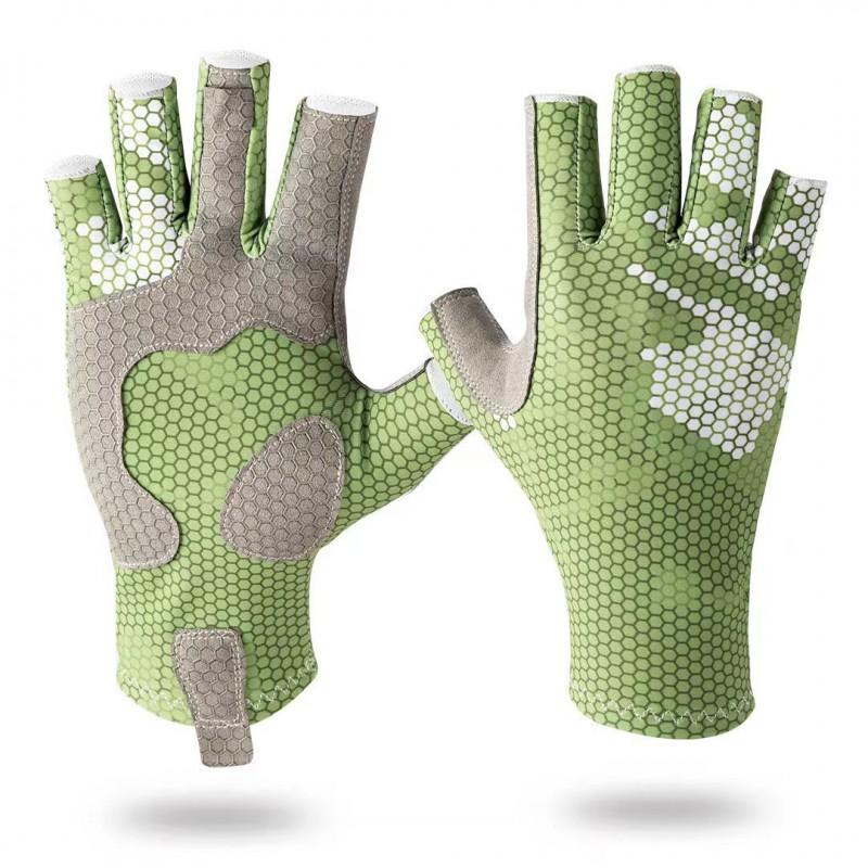 UV Protection Half-Finger Cycling Gloves Breathable Quick-Dry Elastic Anti-Slip Outdoor Fishing Riding Sport