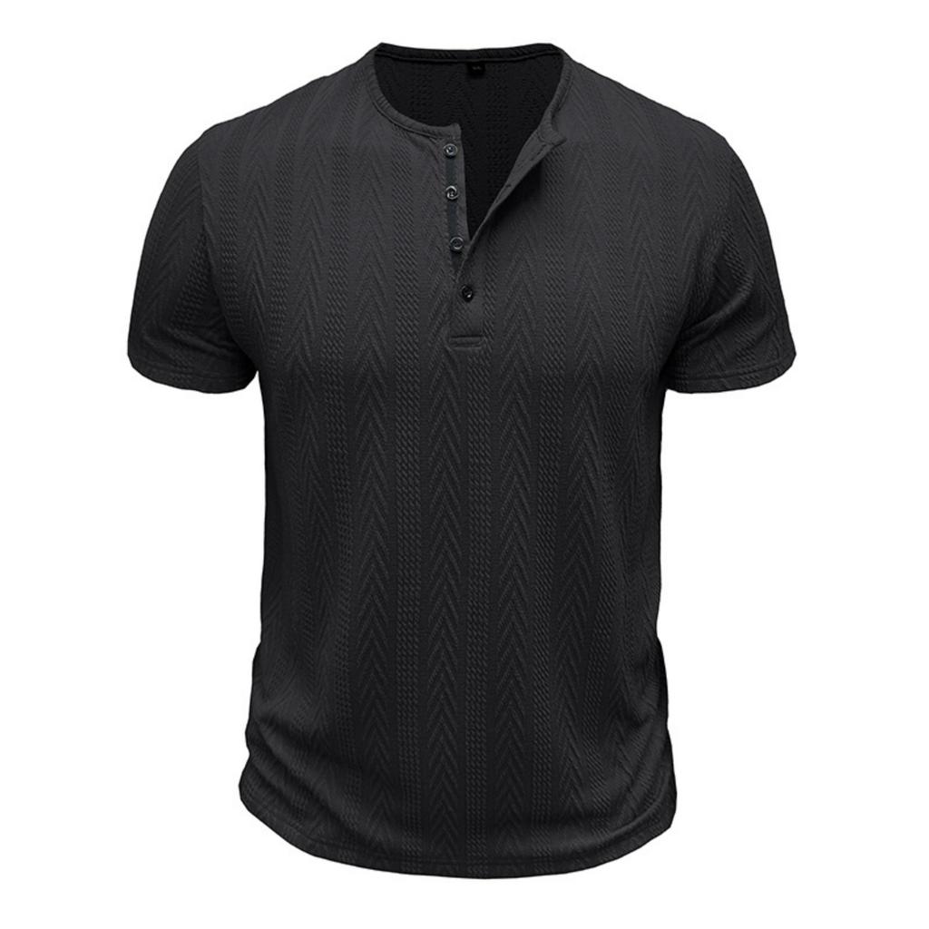 Herren Casual Sport -farbiges strukturiertes T-Shirt und Hemd, Herren Rundhals-Kurzarm-Oberteil