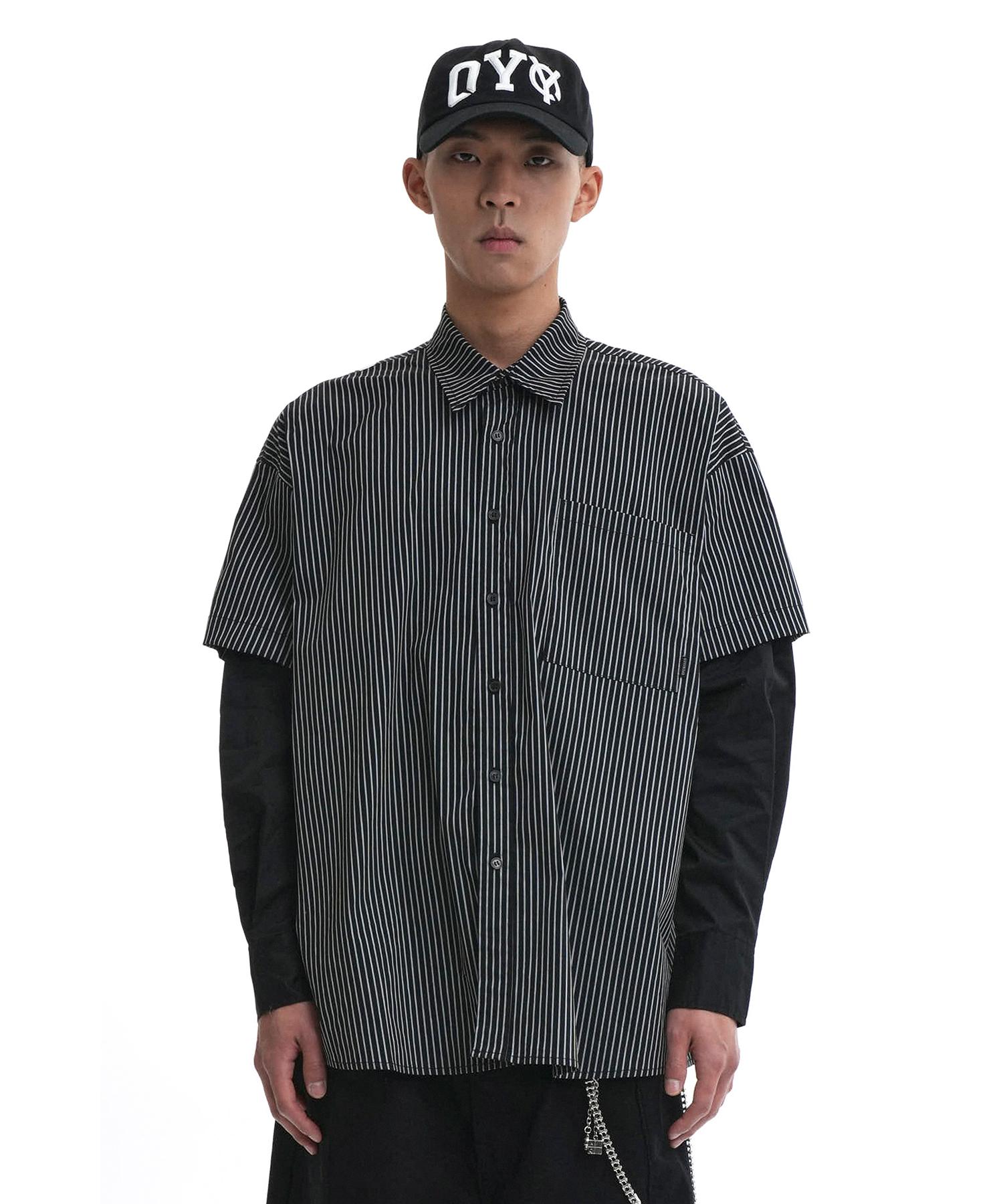Oy Layered Stripe Shirts-Black One Size