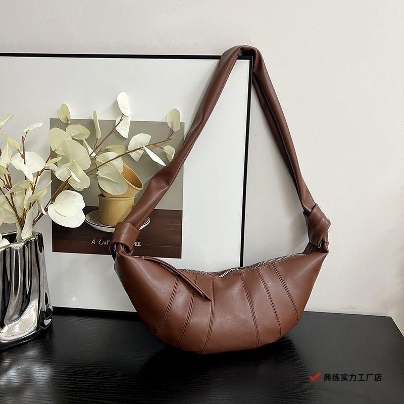 New Women's Bag Fashion Dumpling Crescent Breast Bag Niche Premium One Shoulder Croissant Silver White Black
