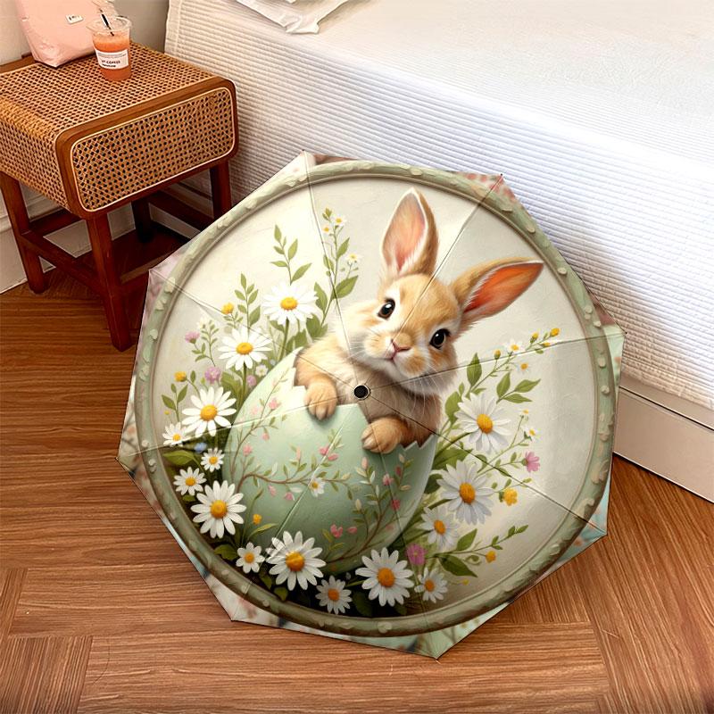 Cute Easteranimals Pattern Pattern New Style Umbrella, 1 Piece Automatic Folding Umbrella, Portable Travel Umbrella, Outdoor Umbrella, Birthday Gift
