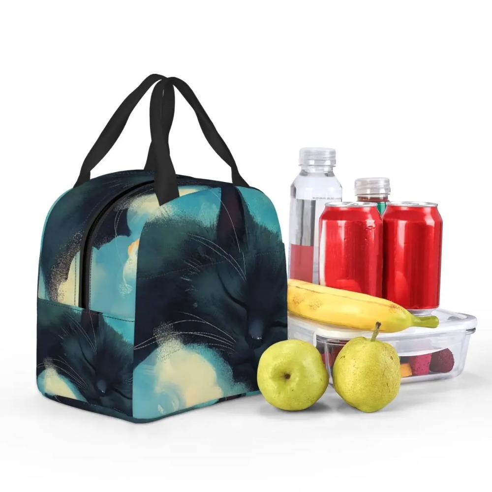 Night Black Cat On The Clouds Insulated Lunch Bag for Women Children Portable Food Boxes Thermal Lunch Box Tote