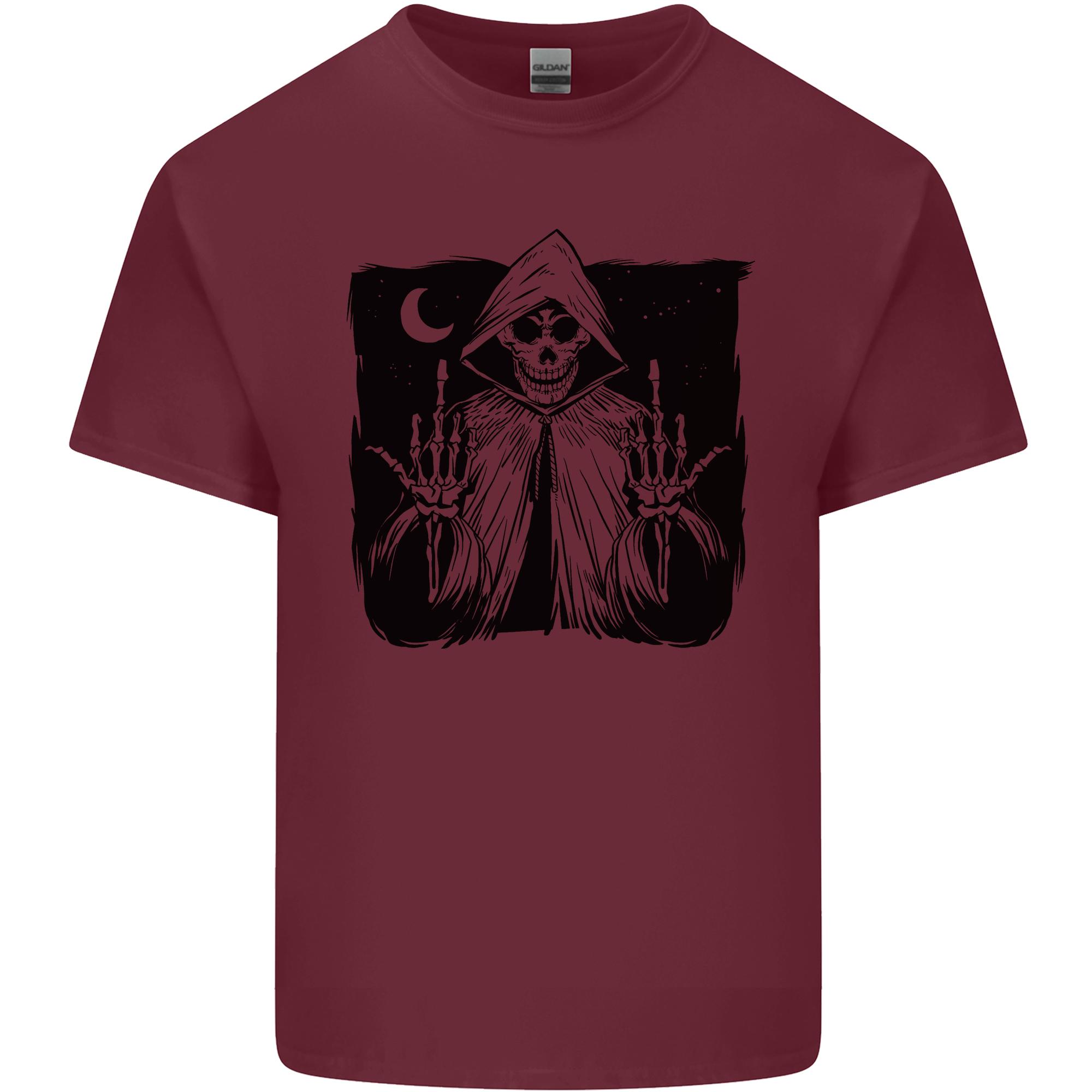 Grim Reaper Finger Flip Skull Biker Funny Unisexs Light Cotton TShirt S