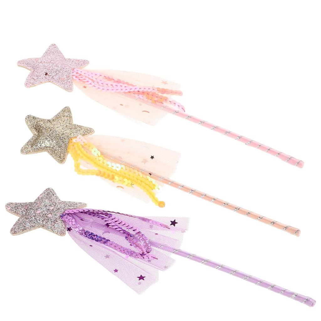 VORCOOL Prinzessinnen-Accessoires Zauberstab mit Stiel Pailletten und Glitzer Kleines Geburtstags-Süßes Set aus 3 Stäben, Artikel, Geschenk, Prinzessin,