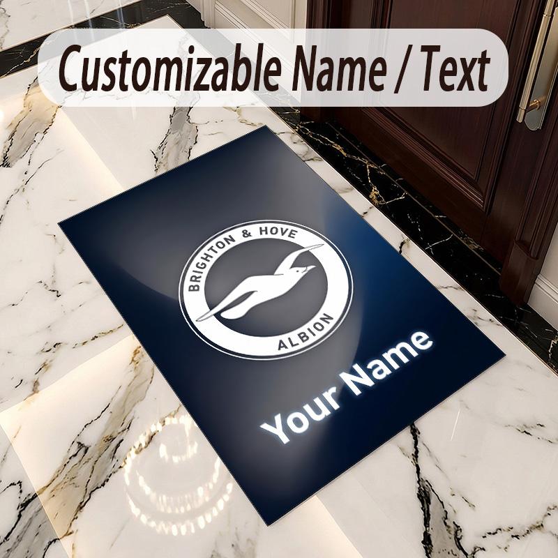Crystal Velvet Rug Brighton & Hove Albion Football Print Custom Name Text Floor Mat Home Decor