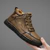 Classical Men's Ankle Boots Vintage Soft Leather Motorcycle Boots  Handmade Casual High Top Shoes Outdoor Male Treking Footwear