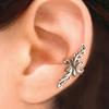 Huitan Vintage Fox-shaped Ear Cuff Earrings for Women Antique Silver Color Creative Clip Earrings Daily Wear Versatile Jewelry