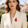 Victory Blossom Pin Never Forgotten Brooch, Red Flower Lapel Commemorative Blazer with Rhinestone, Alloy Memorial Badge Jewelry for Veterans