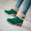 Fashion Autumn and Winter Fashion New Casual Comfortable Plus Velvet Warm Square Heel Round Toe Solid Color Women's  Ankle Boots Shoes