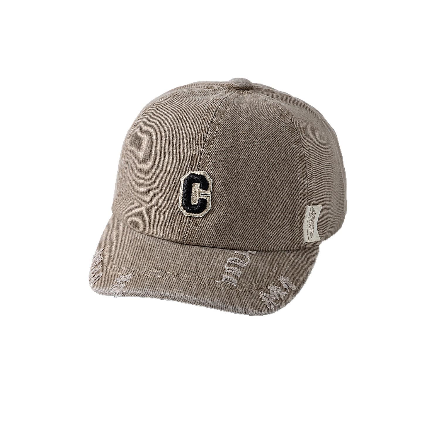 

Spring/Summer Kids Embroidered Flat Cap - Sun Protection Baseball Hat C Letter Baseball - Khaki