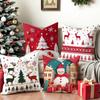 Christmas Decorative Pillows Reindeer Snowman Pattern Square Polyester Pillowcase, Modern Sofa Decorative Cushion Cover