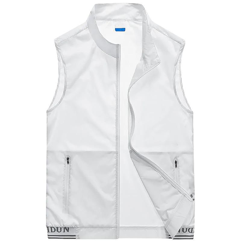 Летний жилет мужской уличный дышащий со стойкой воротником быстросохнущий водонепроницаемый свободный повседневный спортивный жилет M белый