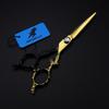 6.0" Black & Gold Personalized Hairdressing Scissors - Straight Barber Shears for Bangs
