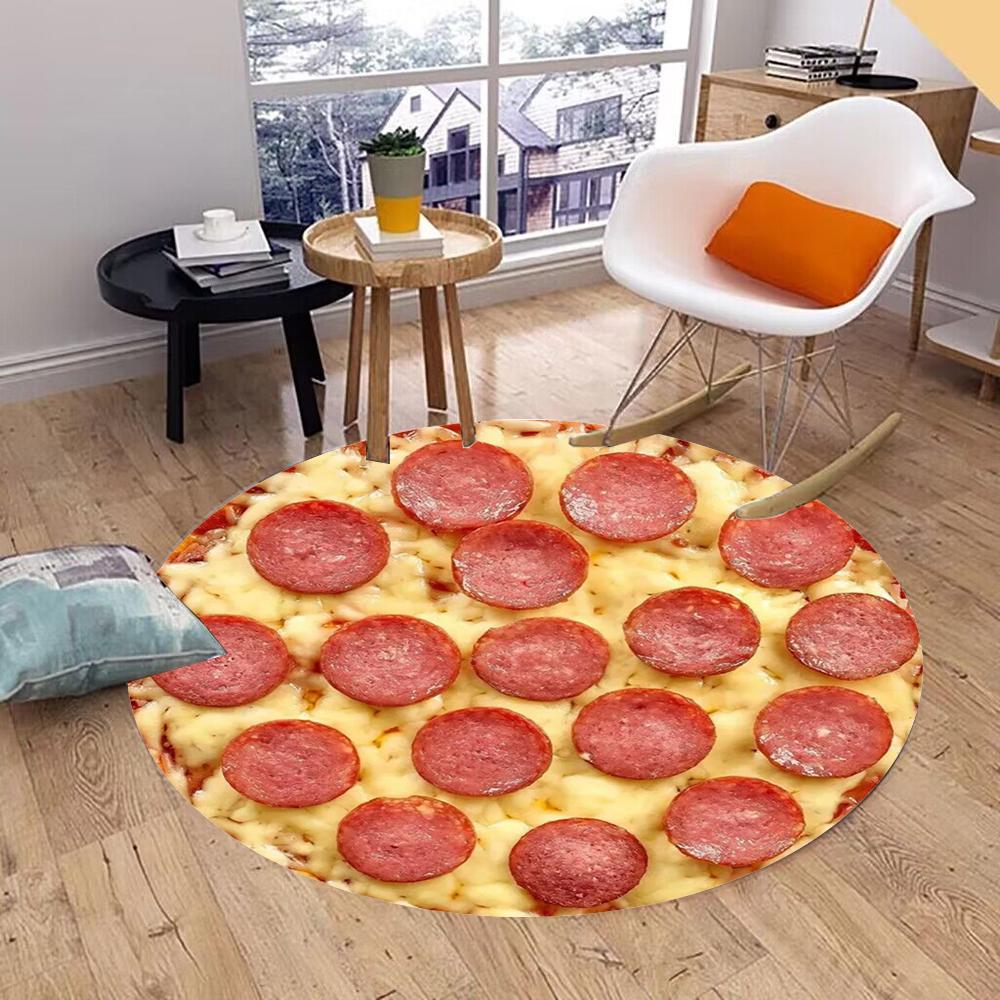 Pizza Fruit Egg Pattern Carpet Circular Anti Slip Home Cushion Large Indoor and Outdoor Floor Mat Welcome Door Mat