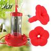 Elastic Hummingbird Feeder Nozzle 4PCS Replacement Parts, Simulated Red Flowers Shape, Universal Bright Attractor Fit Silicone Waterproof Bird