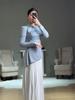 Elegant Women's Long-Sleeve Formal Dress with Waist-Cinching, Light Summer 2025 European & American Style