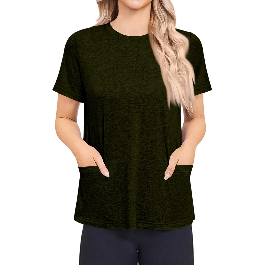 Camicia da donna post-operatoria a maniche corte colorata con chiusura posteriore e tasca