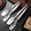 Stainless Steel Food Tongs Non-Slip Grip Bread Serving Tongs Heat-Resistant Rust-Proof Mirror Polished Kitchen Utensils for BBQ Buffet