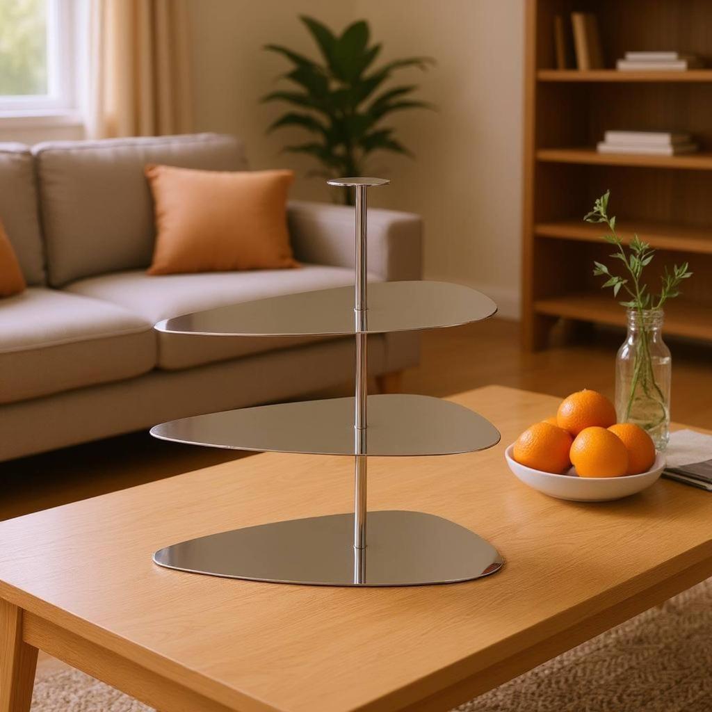 Three-Tier Dessert Stand Upright Column Mirrored Sturdy