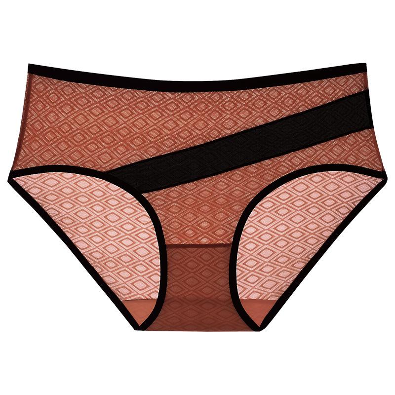 Women's Underwear With Mesh Breathable Knickers Sexy Mid Waist Briefs Ladies Underpants Fit 60kg to 125kg