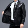 2025 New Men's Slim-Fit Casual Leather Jacket with Suit Collar - Middle-Aged Korean-Style Dad's Coat