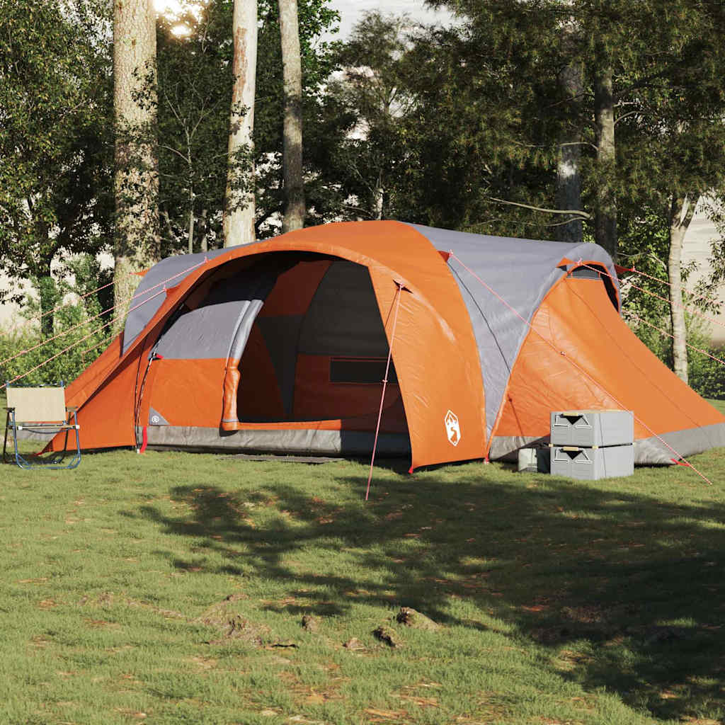 Vidaxl Familienzelt, 6 Personen, Grau-Orange, Wasserdicht