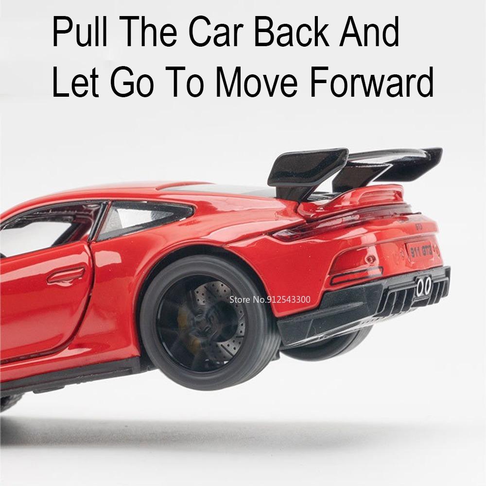 1/32 Scale 911 Gt3 Sports Car Model Toy Alloy Body Rubber Tires Doors Opened Supercar Models Sound Light Pull Back Gifts for Kid