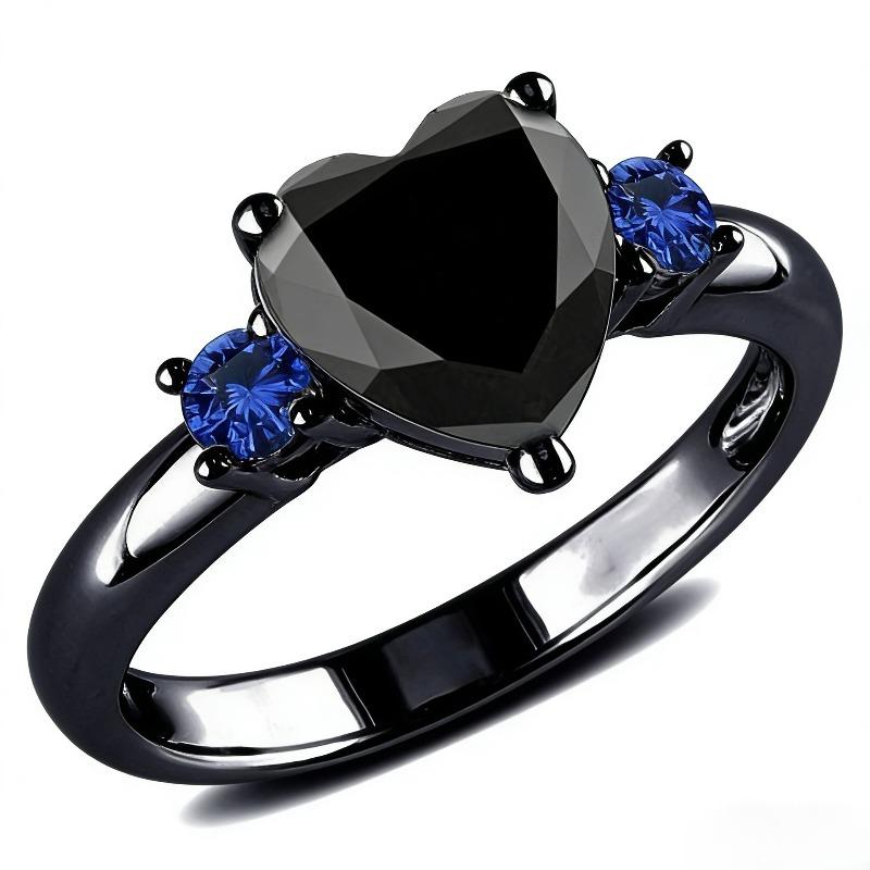 New European and American Love Heart Ring, Gun Black Ring Engagement Jewelry, Jewelry for Women