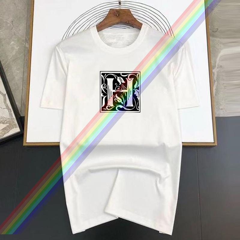 Black and White H Letter Print New Trendy T-shirt Women's Leisure Fashion Summer Round Neck T-shirt Pure Cotton Top Cupcakes