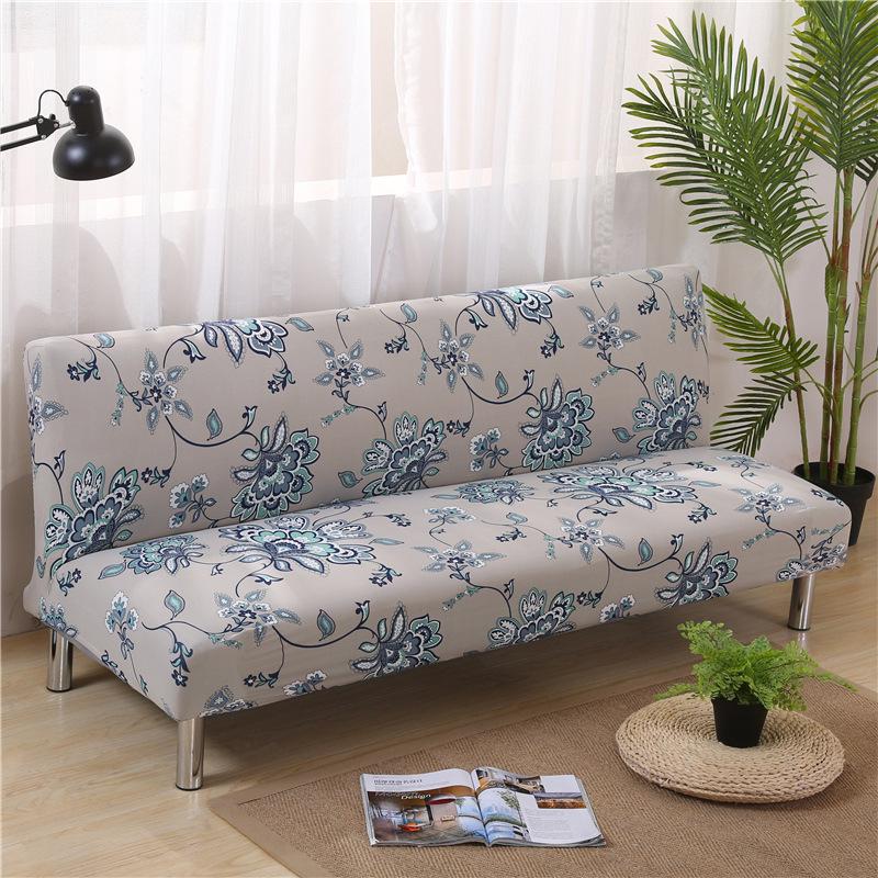 Elastic Non-Slip Printed Sofa Bed Cover Without Armrests