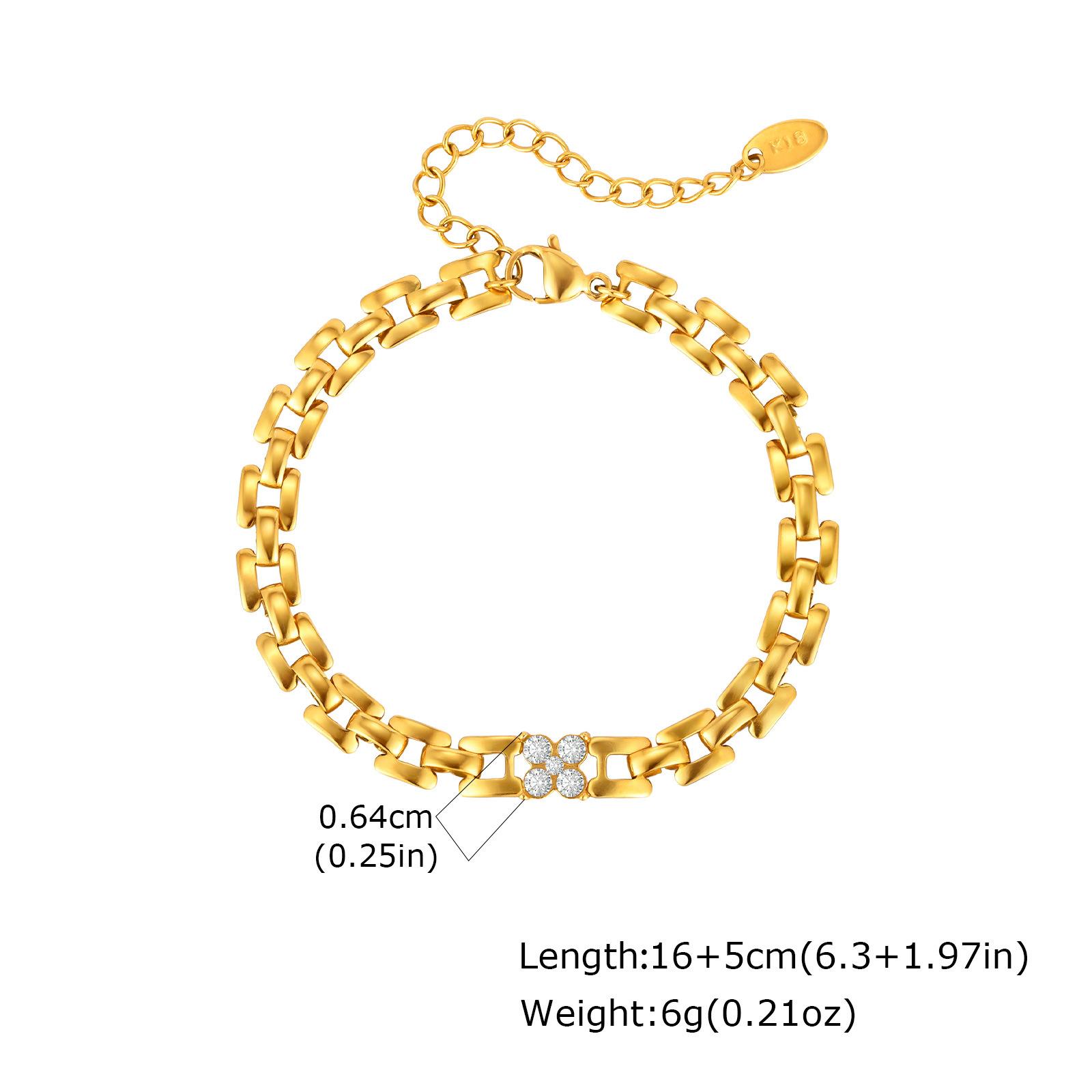 Wind Stainless Steel Plated 18K Gold Diamond Clover Strap Bracelet Women S Jewelry Br-2604 золотой