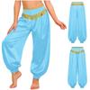 Kids Girls Belly Dance Bloomers Braid Trim Sequin Tassels Loose Pants Side Invisible Zipper for Halloween Theme Party Stage Performance