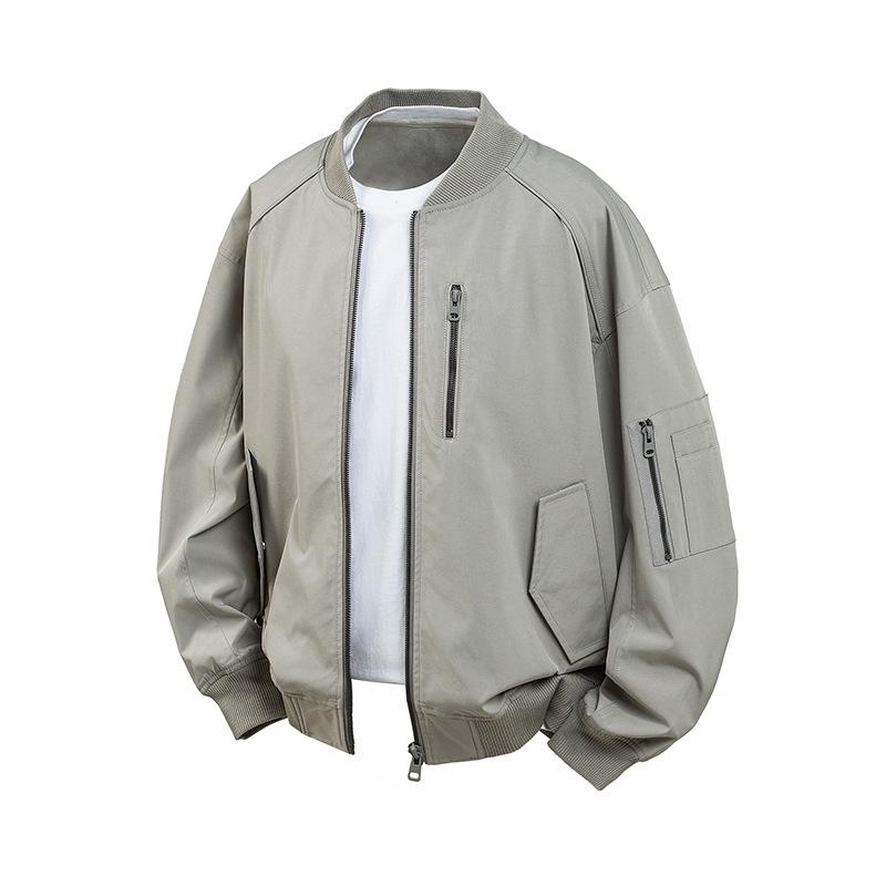 Unisex Retro Bomber Jacket with Solid Colors & Print Designs - Perfect for Spring & Autumn Casual Wear