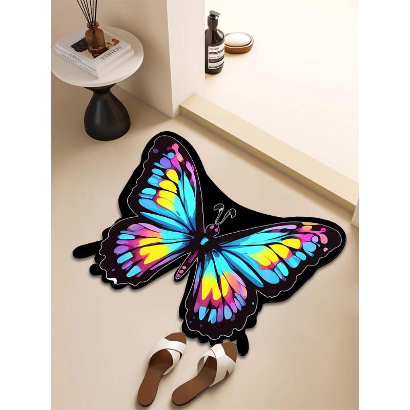 Butterfly Non-slip Floor Mat Bathroom Special-shaped Door Absorbent Foot Mat Quick-drying Toilet Bathroom Entrance Mat Carpet