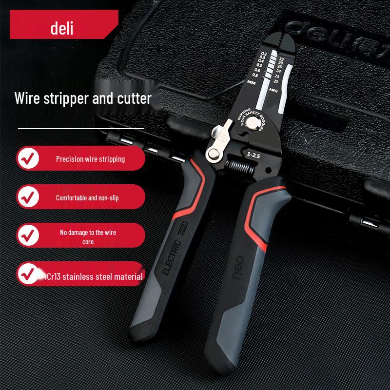 Deli DL383028 0.2-0.8mm Wire Stripper Pliers
