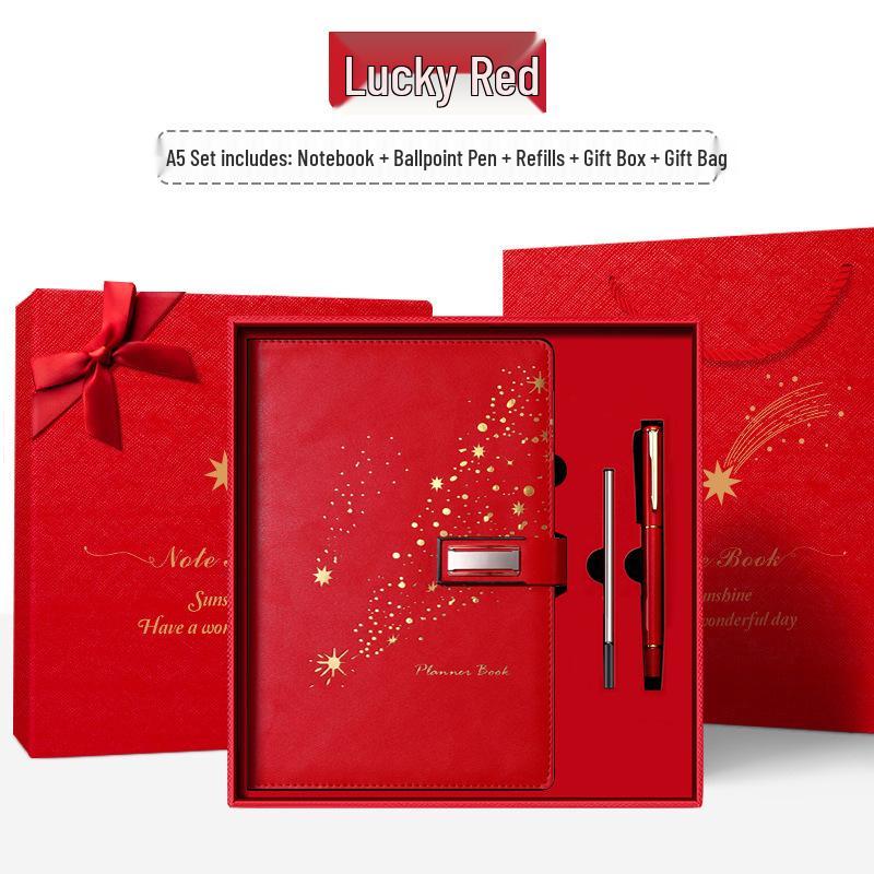 Set de regalo de cuaderno Star Double Line 2026: Libro de registro de reuniones de negocios y oficina de mayor grosor