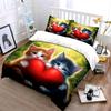 Cute Kitten Couple with Red Heart Bedding Set 3PCS Watercolor Cat Print Duvet Cover Pillowcases Sweet Love Theme, Gift