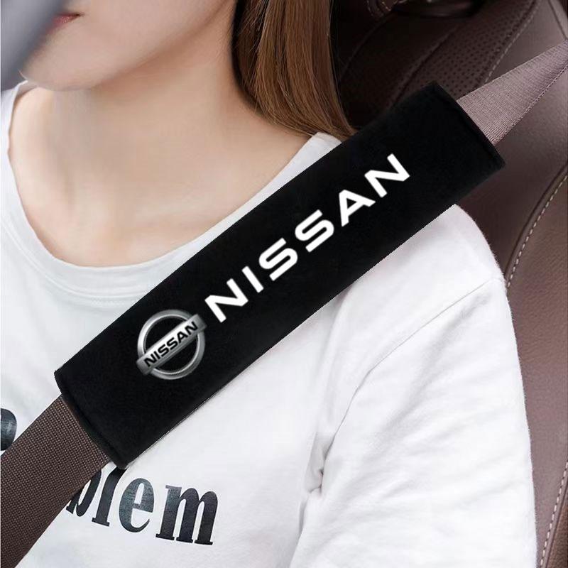 Carbon Fiber Car Seat Belt Shoulder Pad For Nissan Sentra Serena Maxima Versa Juke Micra Rogue Tiida X-trail Nismo Accessories