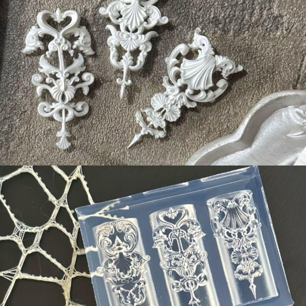 European Baroque Floral Nail Art Mold - Retro Carved DIY Accessory
