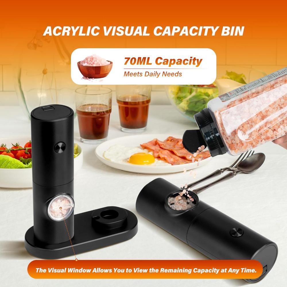 Salt And Pepper Grinder One-Hand Adjustable Coarseness Refillable Grinder Pepper Kitchen Barbecue Seasoning Tool