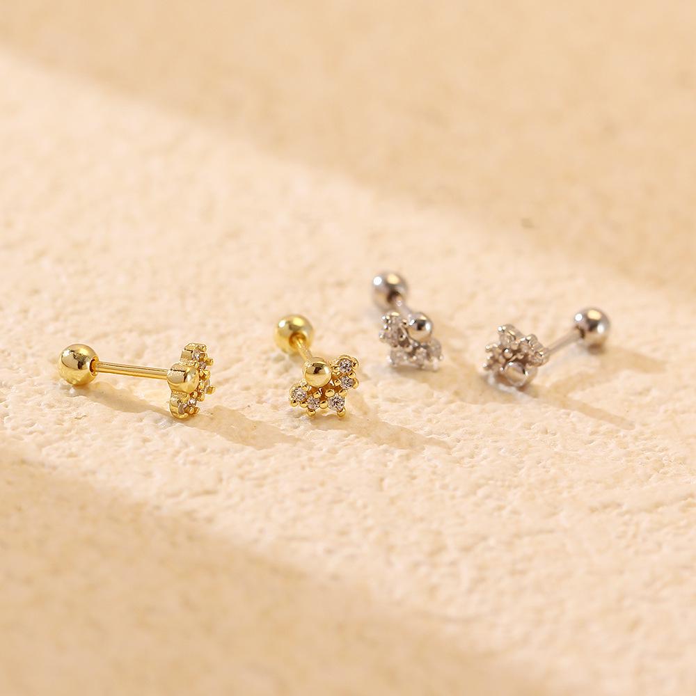 Exquisite S925 Sterling Silver Cartilage Earring with Small Screw Back, Personalized Niche Design
