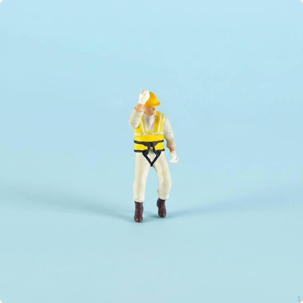 Construction Worker Figurine Bookshelf Decor Miniature