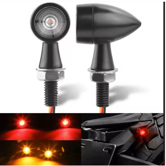 1pcs Motorcycle Led Turn Signal Metal Retro Small Turn Signal Off-Road Vehicle Mini Two-Color Indicator Light Signal Light