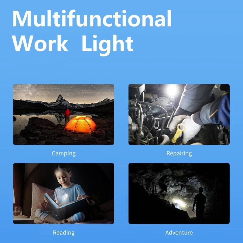 COB Flashlights 4 Lighting Modes Torch USB Rechargeable EDC Flashlight WIth Pen Clip Strobe for Fishing Camping Repair Torch