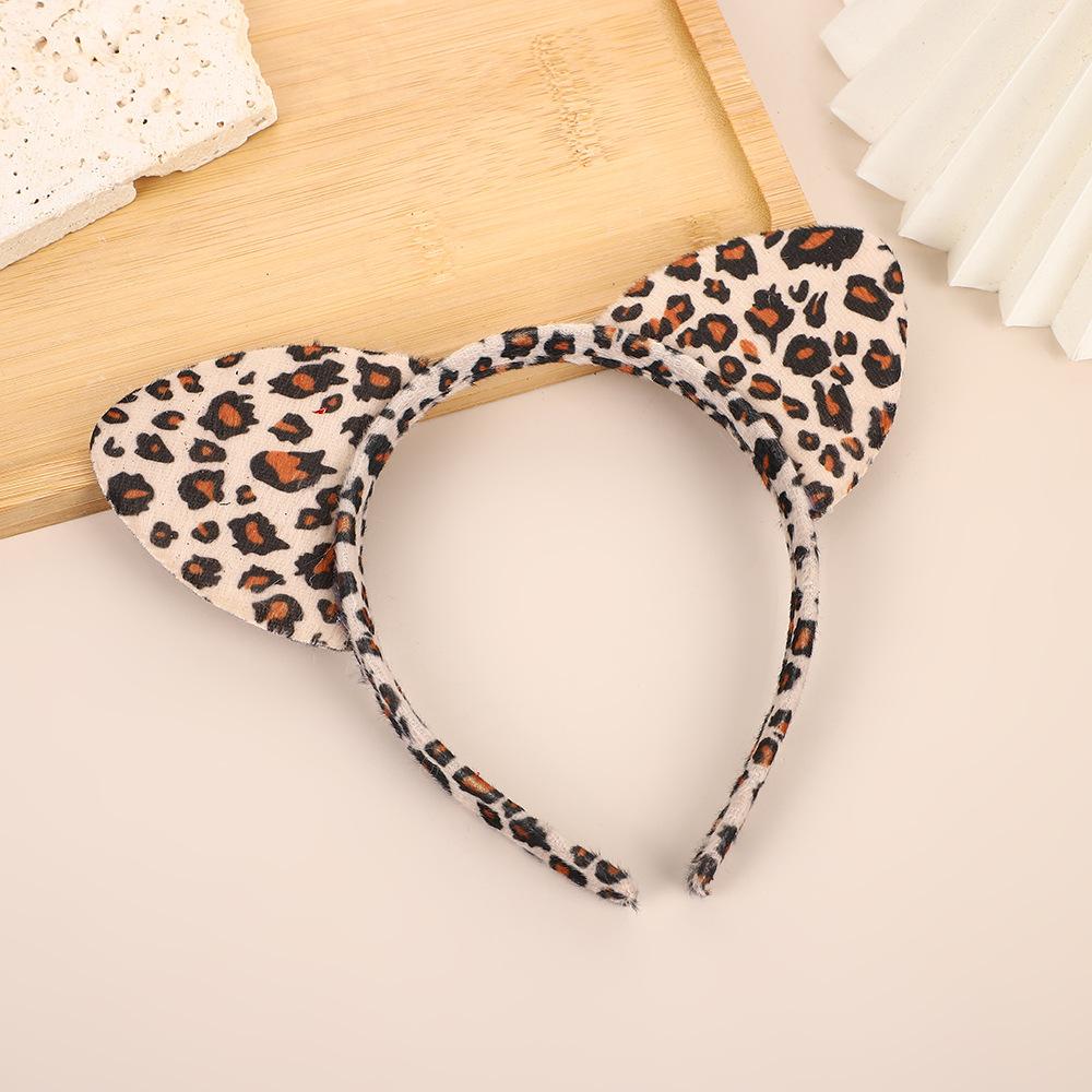 AWAYTR Plüsch-Katzenohren-Haarreif Vintage Leopardenmuster Haarreifen Niedliche Festival-Accessoires Modeband für Haare Haarreif